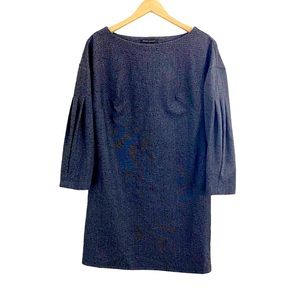 Banana Republic Factory Gray Pleated 3/4” Sleeve Dress, Petite Size XS